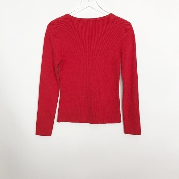 Tommy Hilfiger red ribbed pullover/logo front M - Picture 5 of 8